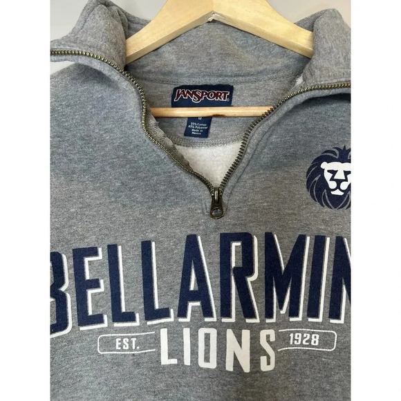 VINTAGE Jansport Bellarmine Lions 1/4 Zip Heavy Sweatshirt Pullover Mens Medium - Picture 3 of 8